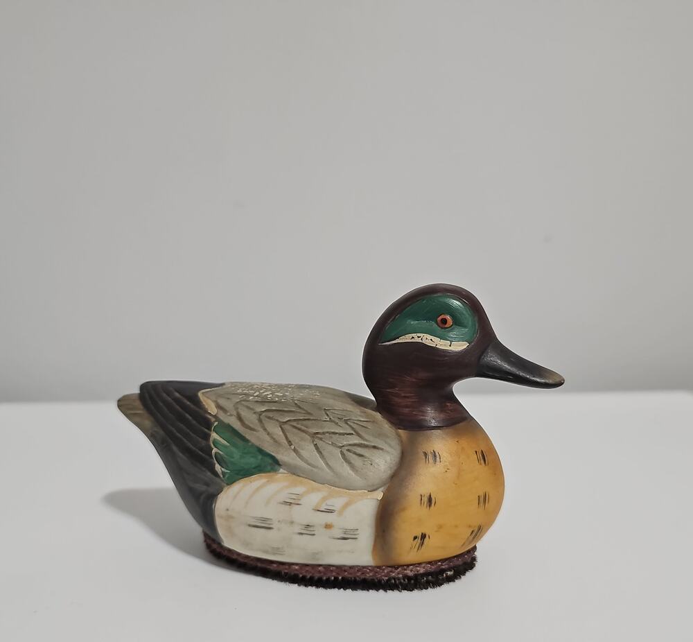 Vintage Ceramic Jasco Duck Figurine Lint Shoe Shine Brush Mallard Duck